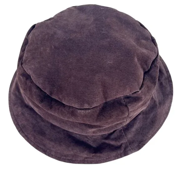 Vintage Genuine Leather Suede Bucket Hat Brown Unisex Lined Y2K - Picture 2 of 9